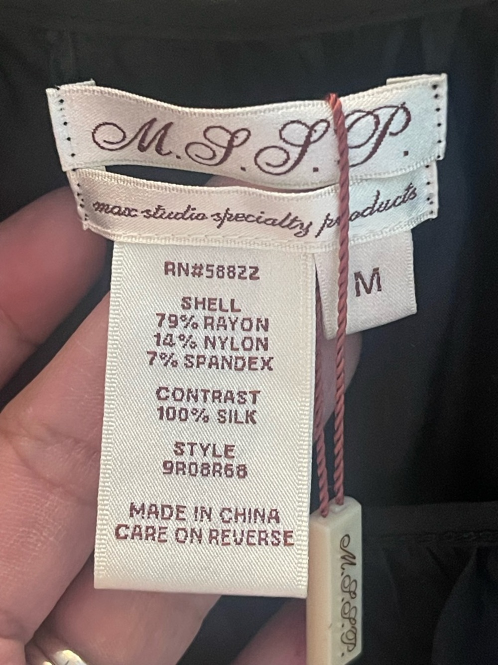 NWT-MSSP Max Studio, black bombshell cocktail dress with silk contrast. Size med - Picture 12 of 14